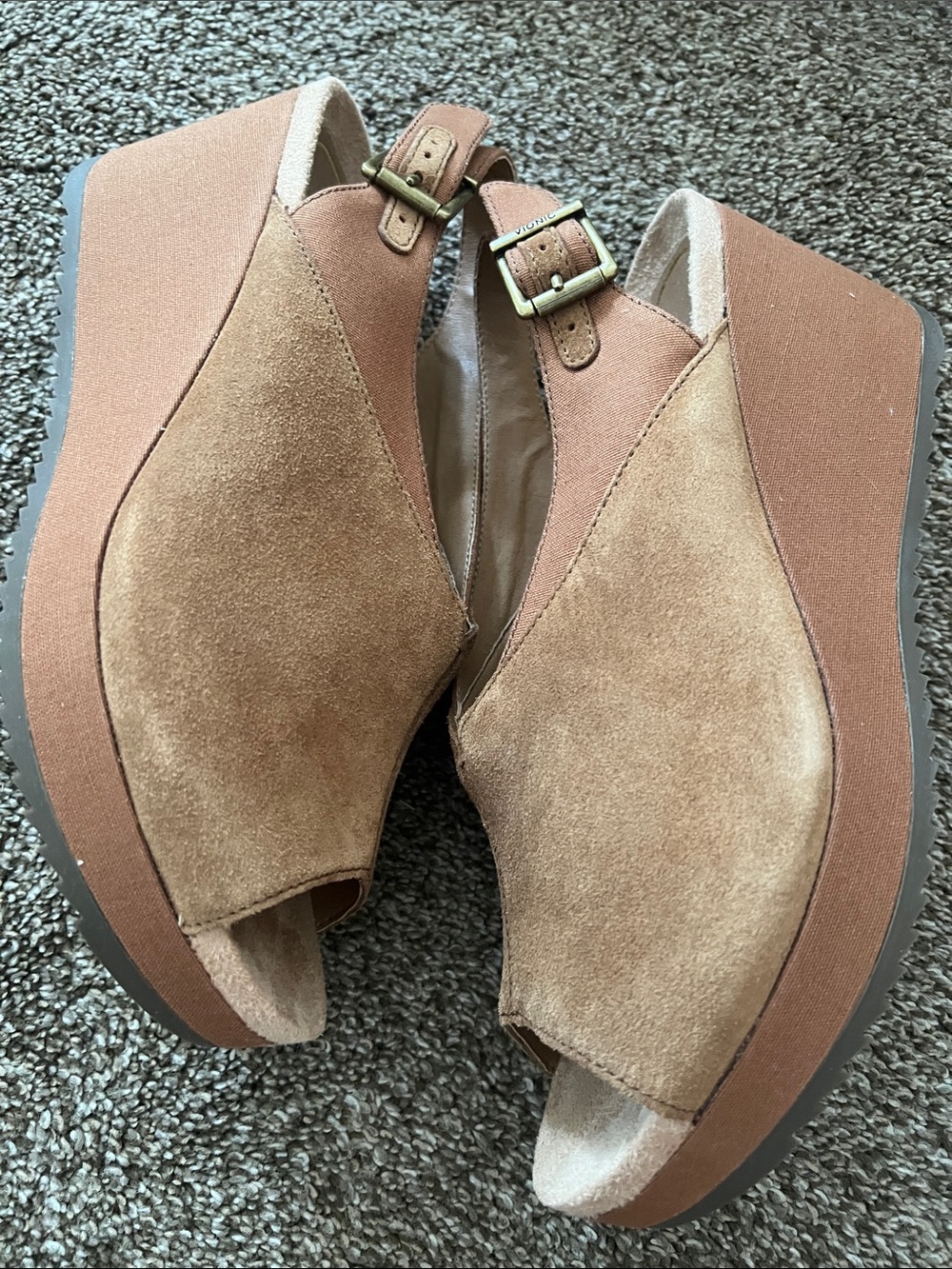 Vionic Tan Suede Open-Toe Slingback Mules - Picture 3 of 7